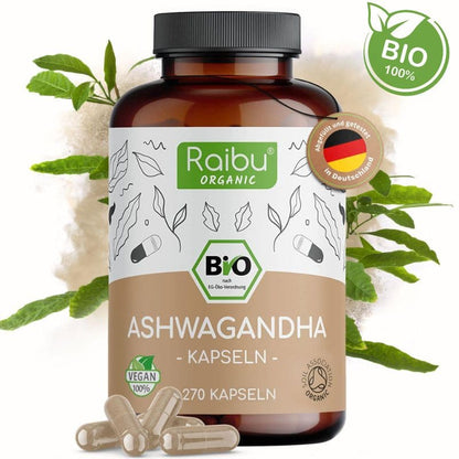 Ashwagandha Kapseln | 270 Stk. - besserer Schlaf,  weniger Stress