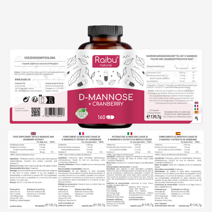 D-Mannose mit Cranberry | 160 Kapseln