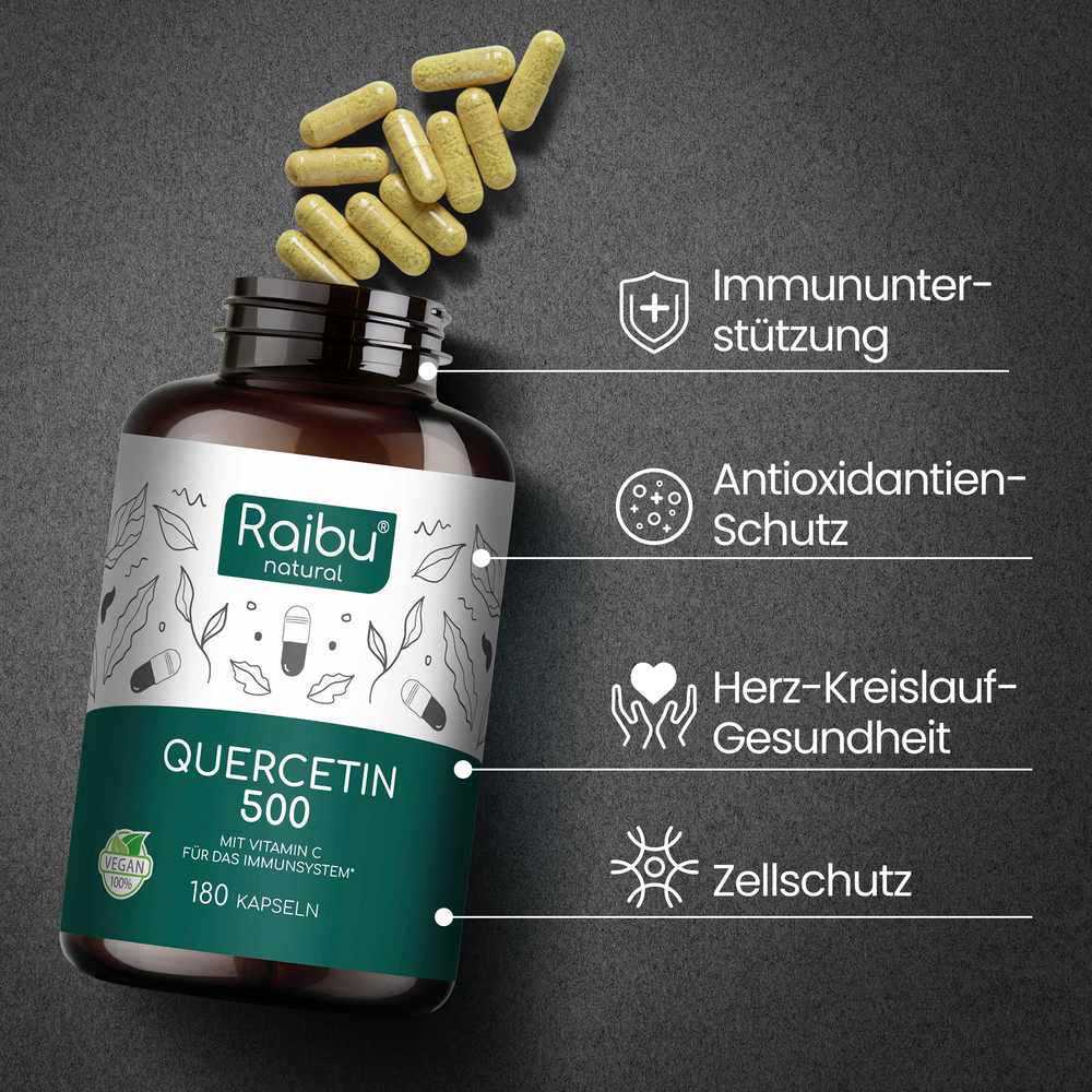 Quercentin 500mg mit Vitamin C | 180 Kapseln