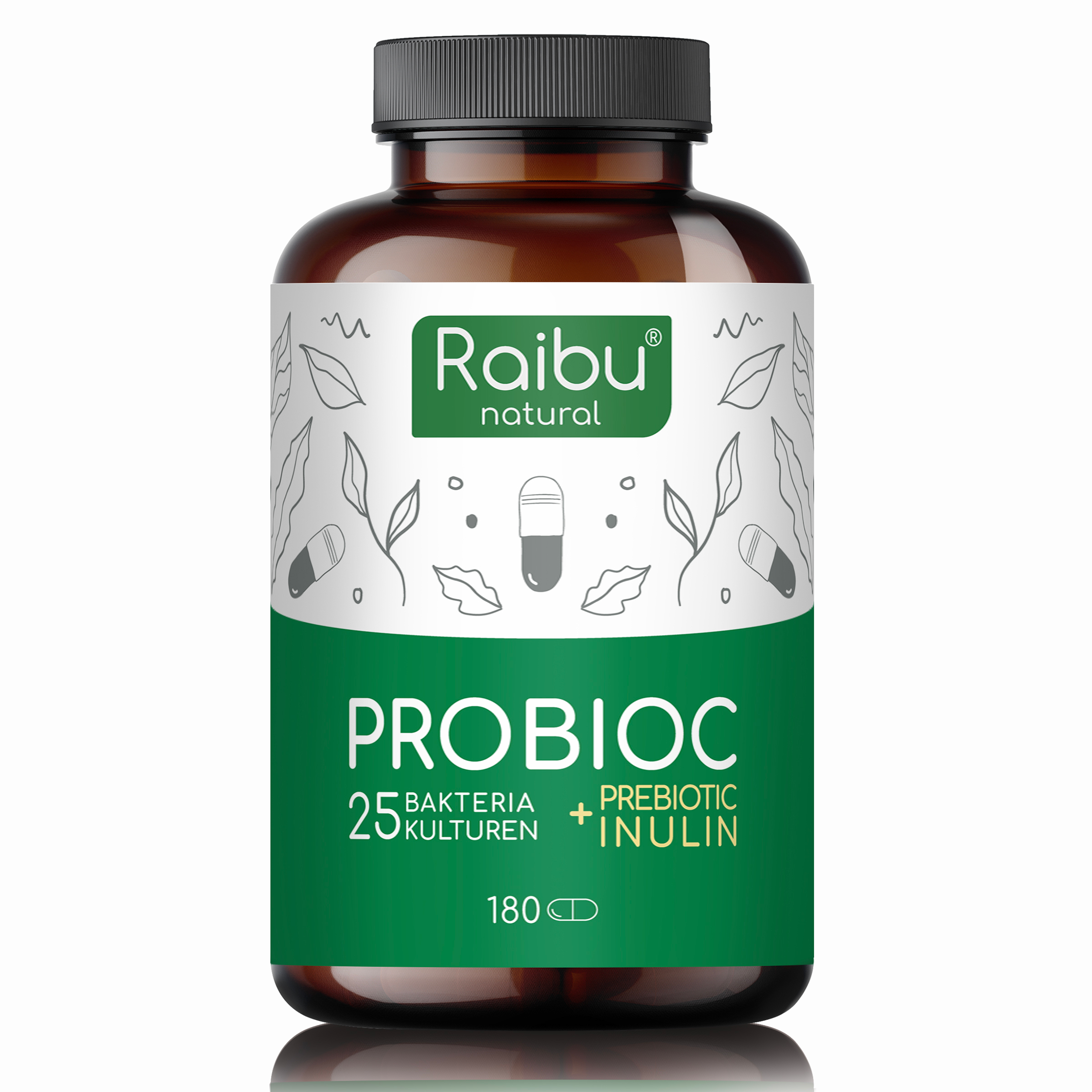 Probioc - 25 Bakterienstämme mit Inulin | 180 Kapseln